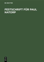 Cover von Festschrift für Paul Natorp