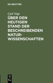 Cover von Über den heutigen Stand der beschreibenden Naturwissenschaften