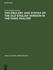 Cover von Vocabulary and syntax of the old English version in the Paris psalter.A critical commentary