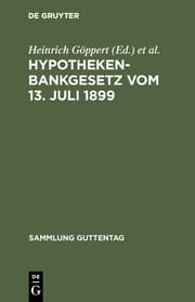 Cover von Hypothekenbankgesetz vom 13.Juli 1899 ...