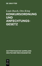 Cover von Konkursordnung und Anfechtungsgesetz