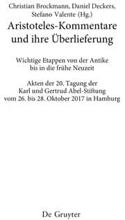 Cover von Aristoteles-Kommentare und ihre Überlieferung