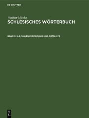 Cover von S - Z, Siglenverzeichnis und Ortsliste