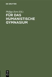 Cover von Für das humanistische Gymnasium