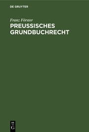 Cover von Preußisches Grundbuchrecht