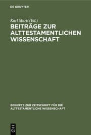 Cover von Beiträge zur alttestamentlichen Wissenschaft