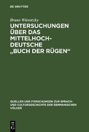 Cover von Untersuchungen über das mittelhochdeutsche 'Buch der Rügen'
