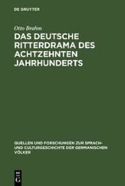 Cover von Das deutsche Ritterdrama des achtzehnten Jahrhunderts