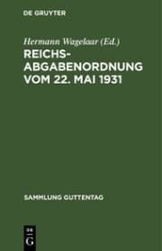 Cover von Reichsabgabenordnung vom 22. Mai 1931