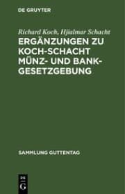 Cover von Ergänzungen zu Koch-Schacht Münz- und Bankgesetzgebung
