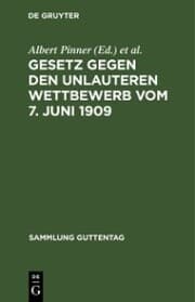 Cover von Gesetz gegen den unlauteren Wettbewerb vom 7. Juni 1909