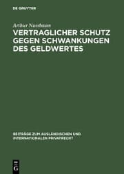 Cover von Vertraglicher Schutz gegen Schwankungen des Geldwertes