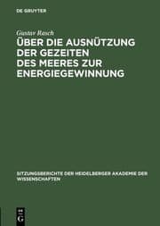 Cover von Über die Ausnützung der Gezeiten des Meeres zur Energiegewinnung
