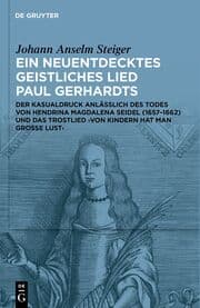 Cover von Ein neuentdecktes geistliches Lied Paul Gerhardts