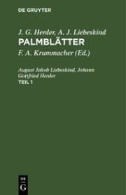 Cover von J. G. Herder; A. J. Liebeskind: Palmblätter. Teil 1
