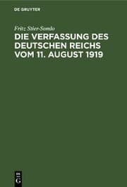 Cover von Die Verfassung des Deutschen Reichs vom 11. August 1919
