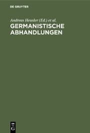 Cover von Germanistische Abhandlungen