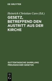 Cover von Gesetz, betreffend den Austritt aus der Kirche