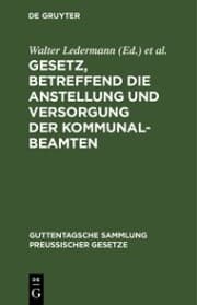 Cover von Gesetz, betreffend die Anstellung und Versorgung der Kommunalbeamten