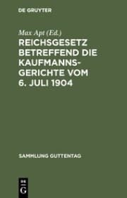 Cover von Reichsgesetz betreffend die Kaufmannsgerichte vom 6. Juli 1904