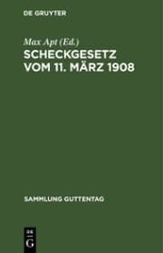 Cover von Scheckgesetz vom 11. März 1908