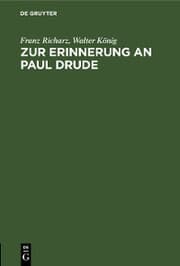 Cover von Zur Erinnerung an Paul Drude