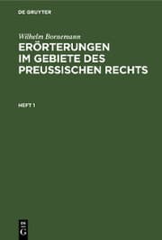 Cover von Erörterungen im Gebiete des Preußischen Rechts