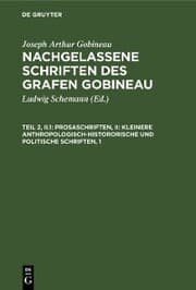 Cover von Prosaschriften, II: Kleinere anthropologisch-histororische und politische Schriften, 1