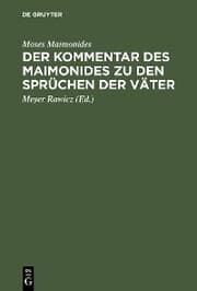Cover von Der Kommentar des Maimonides zu den Sprüchen der Väter