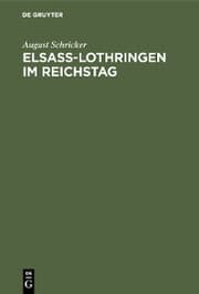 Cover von Elsass-Lothringen im Reichstag