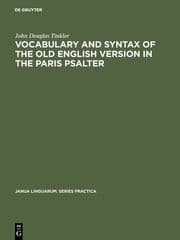 Cover von Vocabulary and syntax of the old English version in the Paris psalter