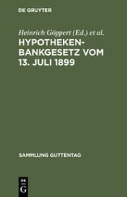 Cover von Hypothekenbankgesetz vom 13. Juli 1899