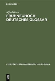 Cover von Frühneuhochdeutsches Glossar