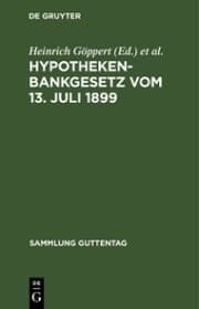 Cover von Hypothekenbankgesetz vom 13. Juli 1899