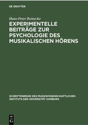 Cover von Experimentelle Beiträge zur Psychologie des musikalischen Hörens