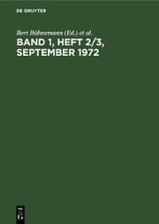 Cover von Band 1, Heft 2/3, September 1972