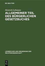 Cover von Allgemeiner Teil des Bürgerlichen Gesetzbuches