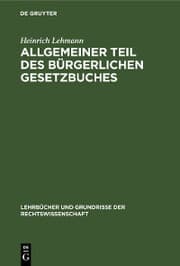 Cover von Allgemeiner Teil des Bürgerlichen Gesetzbuches