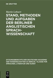 Cover von Stand, Methoden und Aufgaben der Berliner Anglistischen Sprachwissenschaft