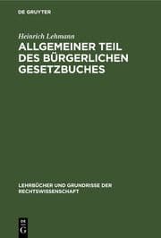 Cover von Allgemeiner Teil des Bürgerlichen Gesetzbuches
