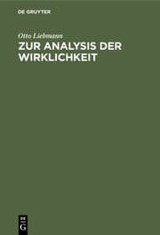 Cover von Zur Analysis der Wirklichkeit