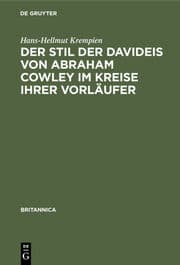 Cover von Der Stil der Davideis von Abraham Cowley im Kreise ihrer Vorläufer