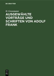 Cover von Ausgewählte Vorträge und Schriften von Adolf Frank