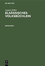 Cover von August Stöber: Elsässisches Volksbüchlein. Bändchen 1