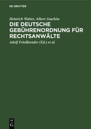 Cover von Die Deutsche Gebührenordnung für Rechtsanwälte