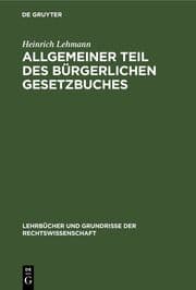 Cover von Allgemeiner Teil des Bürgerlichen Gesetzbuches