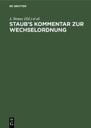 Cover von Staub's Kommentar zur Wechselordnung