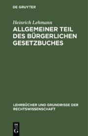 Cover von Allgemeiner Teil des Bürgerlichen Gesetzbuches