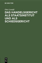 Cover von Das Handelsgericht als Staatsinstitut und als Schiedsgericht