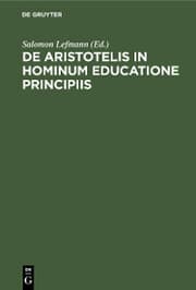 Cover von De Aristotelis in hominum educatione principiis